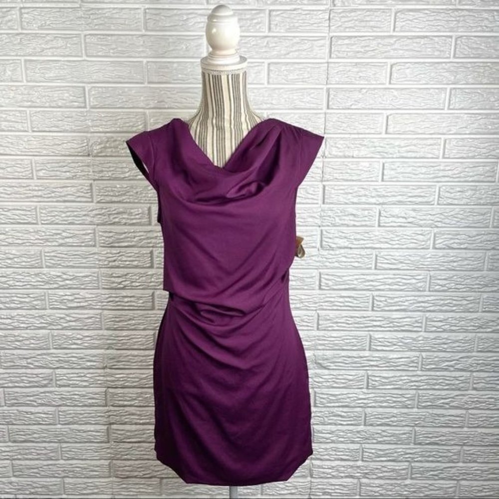 Anna Grace Draping Purple Sheath Dress Size Medium